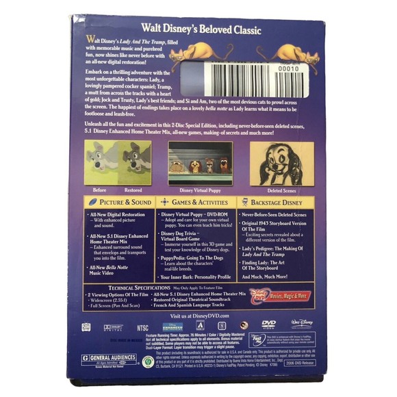 Lady and the Tramp 2 DVD Platinum 50th Anniversary Ed Slipcase Genuine Disney - Picture 2 of 13